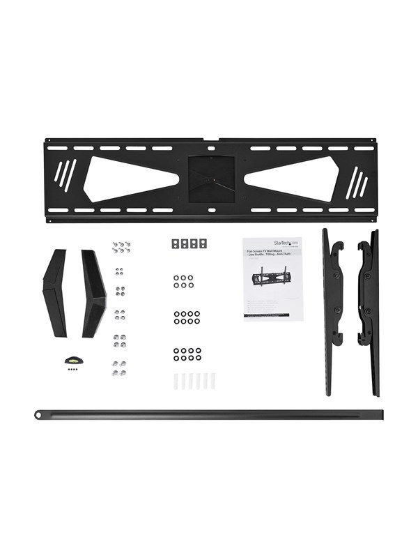 Startech Low Profile TV Wall Mount - Tilting - Anti Theft - Flat Screen TV Wall Mount for 37 to 75 TVs - VESA Wall Mount (FPWTLTBAT) - Monteringssæt (vægplade, 2 bøjleadaptere, monteringsbarre, 2 dekorative dækker) - for fladt panel - plastik, stål - sort - skærmstørrelse: 37-70 - vægmonterbar - for P/N: HDMIPLATE