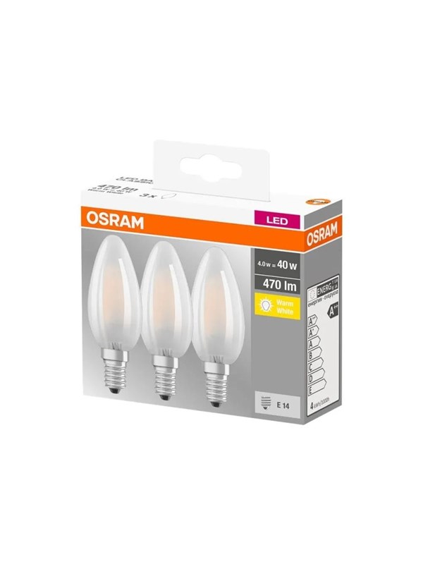 OSRAM LED BASE CLASSIC B - LED-lyspære - form: B35 - E14 - 4 W (tilsvarende 40 W) - klasse E - varmt hvidt lys - 2700 K