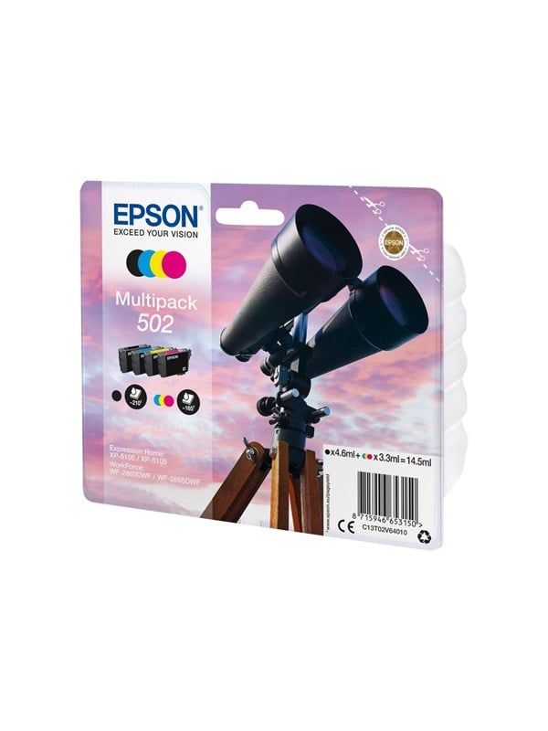 Epson 502 Multipack - 4 pakker - sort gul cyan magenta - original - blækpatron