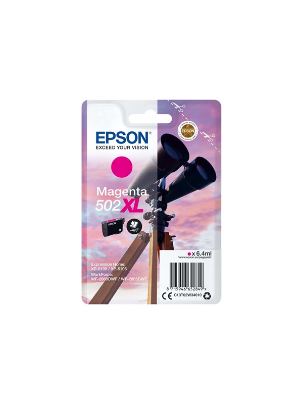 Epson Epson 502XL Blækpatron Magenta C13T02W34010 Modsvarer: N/A