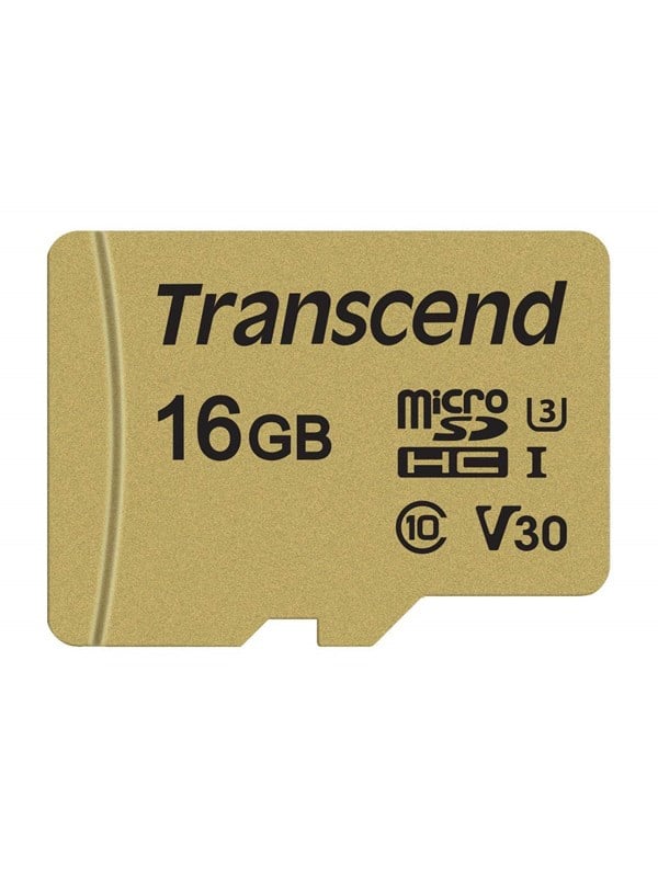 Transcend Gold 500S microSD w/adp (V30) R95/W60 16GB - Hukommelseskort