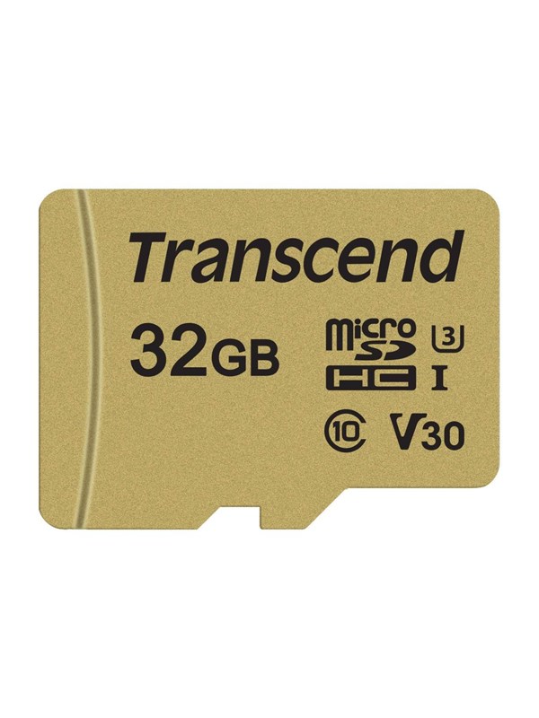 Transcend Gold 500S microSD w/adp (V30) R95/W60 32GB - Hukommelseskort