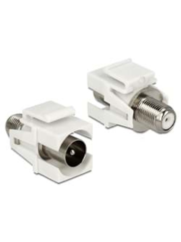 Keystone-modul DeLOCK 86335 IEC-stik til F-bøsning - hvid