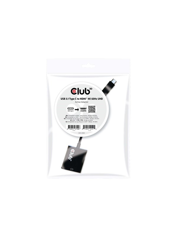 Club 3D USB 3.1 Type C to HDMI 2.0 UHD 4K Active Adapter - external video adapter