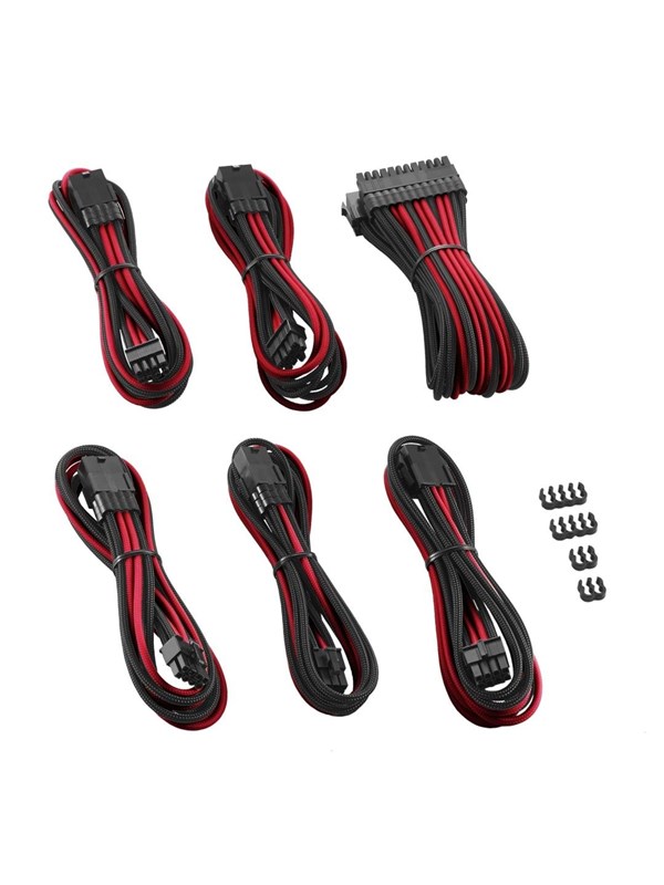 CableMod PRO Series ModMesh - Strømforlængerkabelsæt - formet - sort, rød