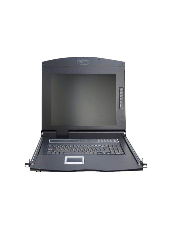 Digitus Professional DS-72210-2GE - KVM-konsol med KVM switch - 8 porte - Tysk - 17 - rackversion - 1280 x 1024 @ 60 Hz - 1000:1 - RAL 9005, sort - 1U