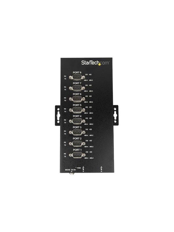 Startech 8 Port Serial Hub USB to RS232/RS485/RS422 Adapter, Industrial USB 2.0 to DB9 Serial Converter Hub, IP30 Rated, Din Rail Mountable Metal Serial Hub, 15kV ESD Protection - 6ft Locking Cable Incl - Seriel adapter - USB 2.0 - RS-232/422/485 x 8 - sort - TAA-kompatibel