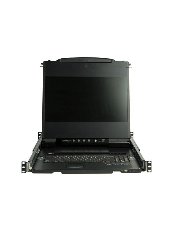 StarTech.com Dual Rail Rackmount KVM Console HD 1080p - DVI/VGA KVM w/ LCD Monitor - 1U LCD KVM Server Rack Drawer w/Cables USB Support KVM-konsol