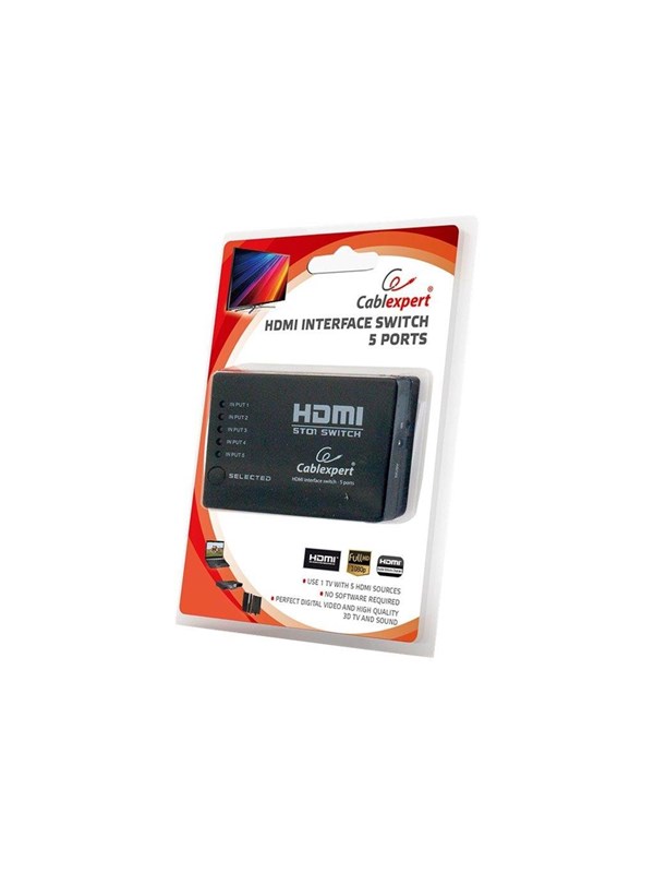 Cablexpert DSW-HDMI-53 - Video-/audioswitch - 5 x HDMI - desktop