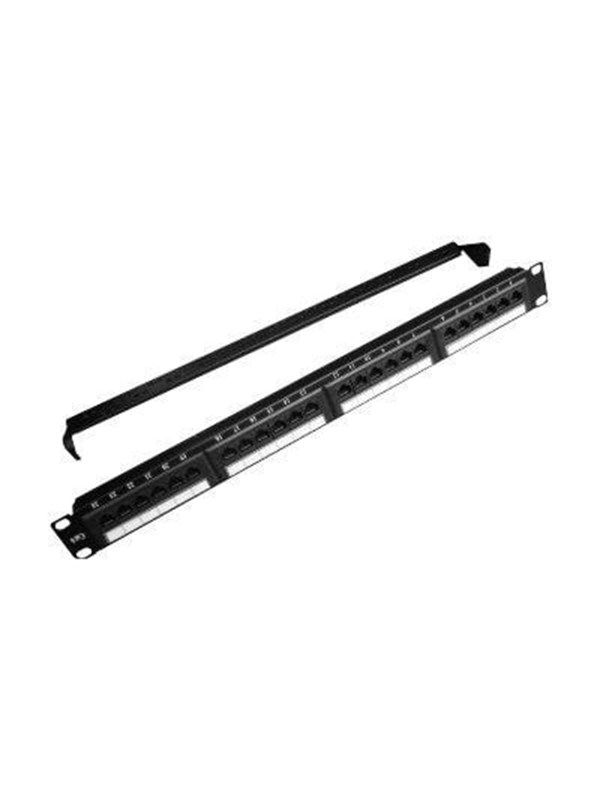 Gembird NPP-C524CM-001 - Patch panel med kabelstyring - CAT 5e - sort - 1U - 19 - 24 porte