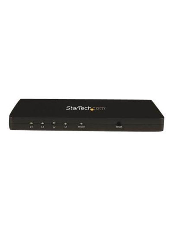 Startech 4K HDMI Splitter - 4k 30Hz - 4 Port - Aluminum - Backward Compatible - HDMI Multi Port - HDMI Hub (ST124HD4K) - Video-/audioswitch - 4 x HDMI - desktop - for P/N: ST121HDBT20L, ST121HDBT20S, ST121HDBTE, SVA5H2NEUA