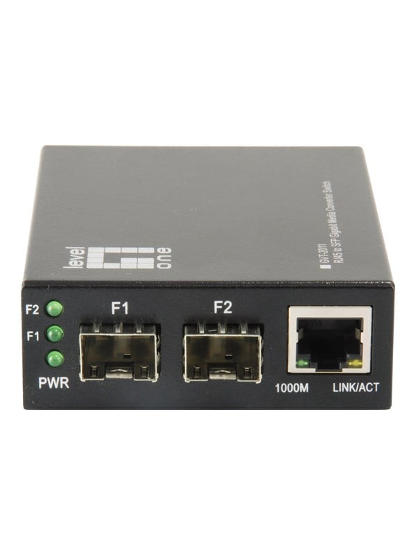 LevelOne GVT-2011 RJ45 til SFP Gigabit mediekonverter-switch - 2× SFP, 1× RJ45