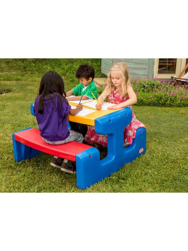 Little Tikes Large Picnic Table, Indendørs & udendørs, Blå, Rød, Gul, 6 person(er), Plast, 3 År, 23 kg