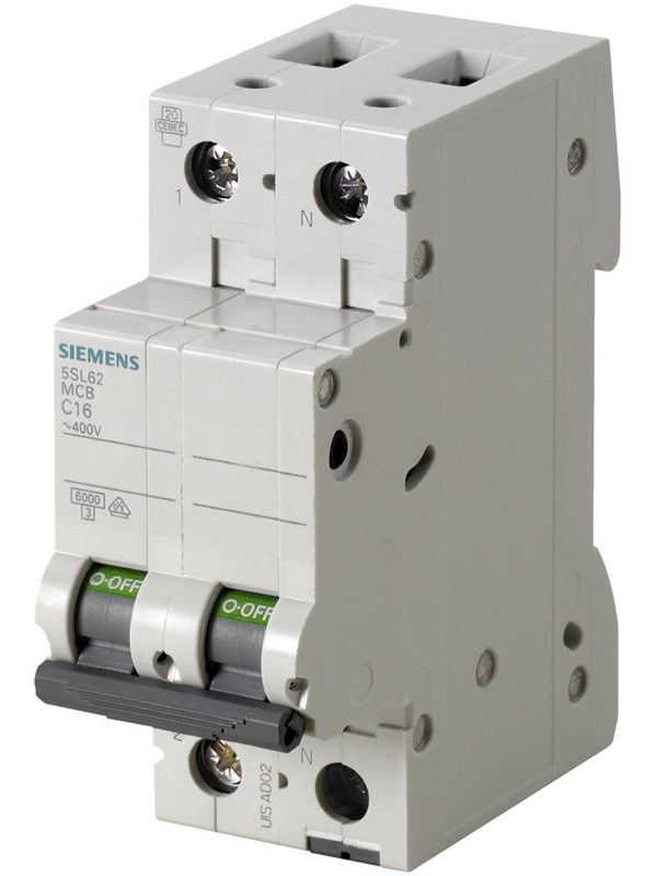 Siemens automatsikring C 1P+N 13A, grå