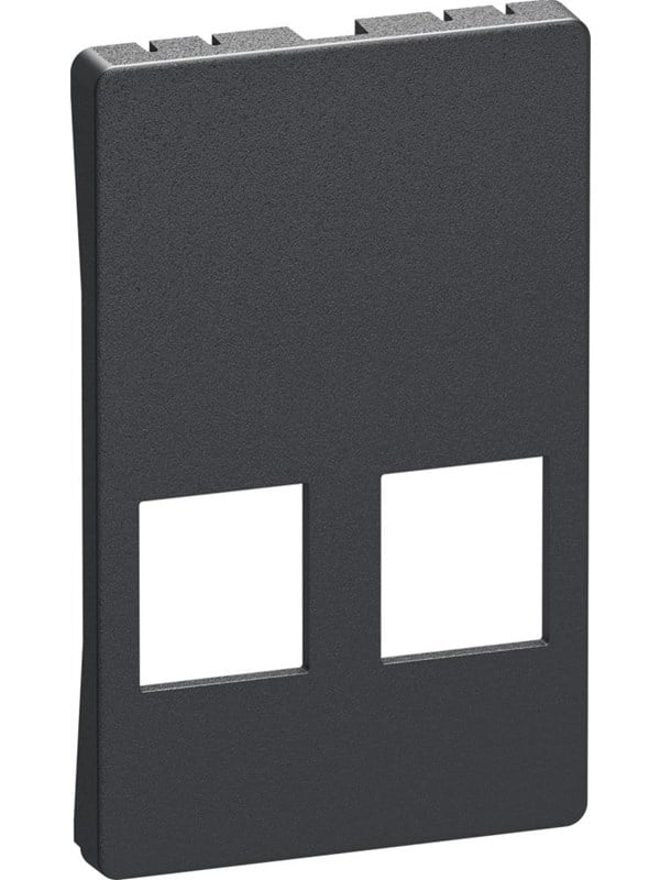 LAURITZ KNUDSEN Afdækning for FUGA T3 2x Keystone 1,5 modul dataudtag, leveres uden konnektor, farve: koksgrå