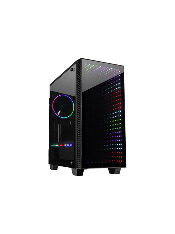 Inter-Tech X-608 Infinity micro tower kabinet - Micro ATX, sort med hærdet glas