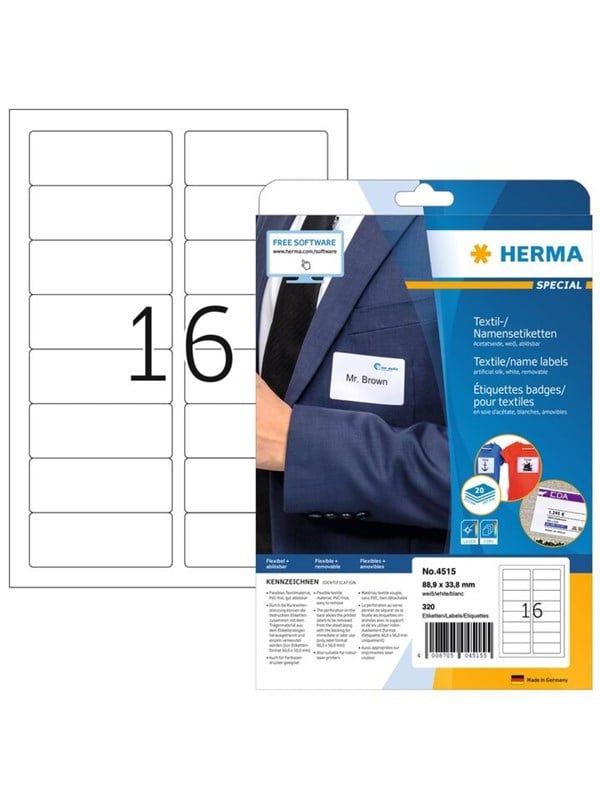 HERMA Special Name/textile Etiketter 33.8 x 88.9 mm 320etikette(r) 4515
