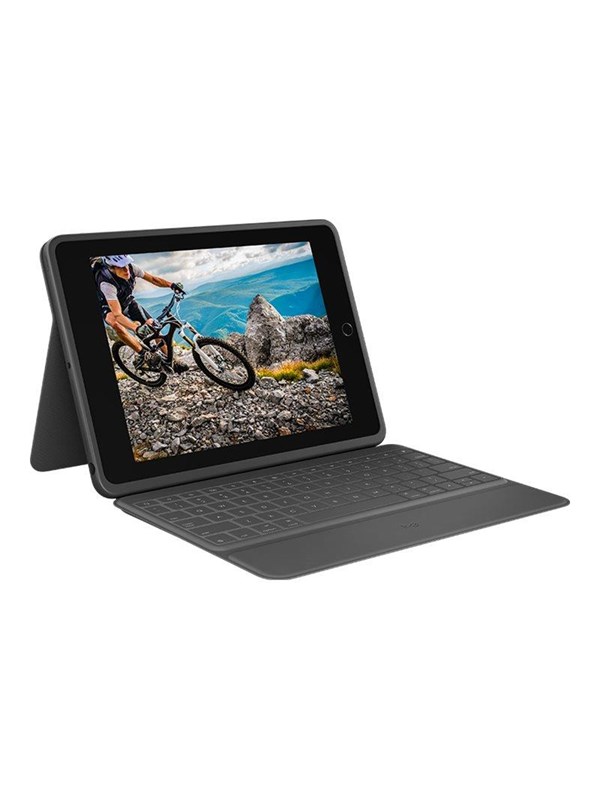 Logitech Rugged Folio - keyboard and folio case - UK English - Tastatur & Folio sæt - Engelsk - UK - Sort