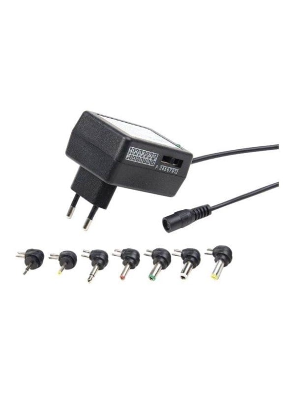 EnerGenie EG-MC-009 universel strømforsyning 24 W til indendørs brug, justerbar spænding, sort
