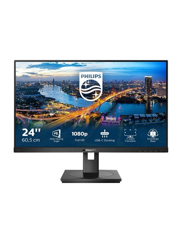 Philips 243B1 - LED-skærm - 24 (23.8 til at se) - 1920 x 1080 Full HD (1080p) @ 75 Hz - IPS - 250 cd/m² - 1000:1 - 4 ms - HDMI, DisplayPort, USB-C - højtalere - sort struktur