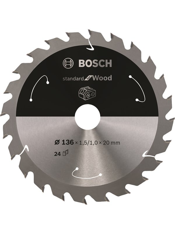 Bosch Standard for Wood-rundsavklinge til batteridrevne save 136x1,5/1x20 T24