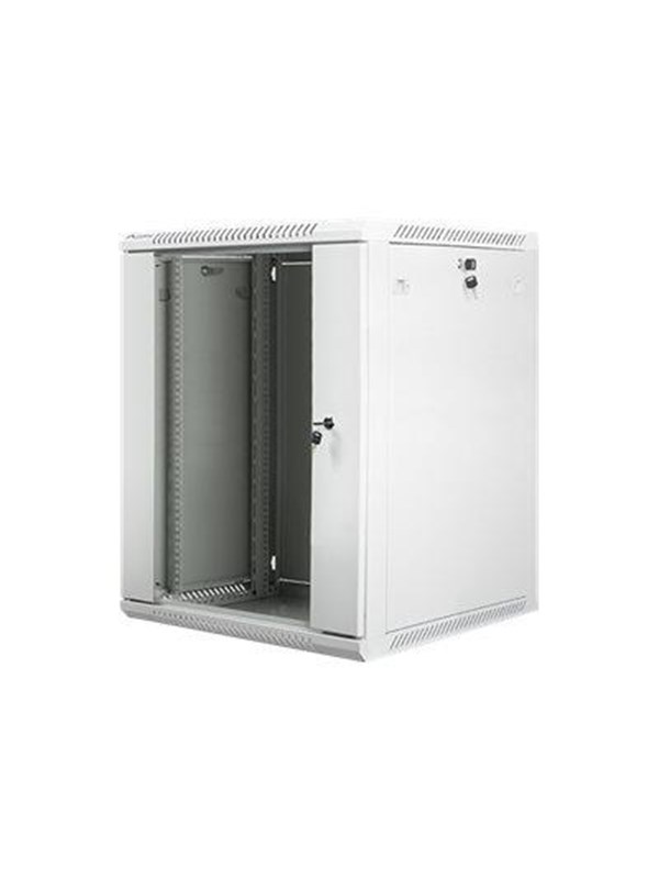 Lanberg WF01-6615-10S 19" vægmonteret rackskab 15U 600 x 600 mm med hærdet glas - grå