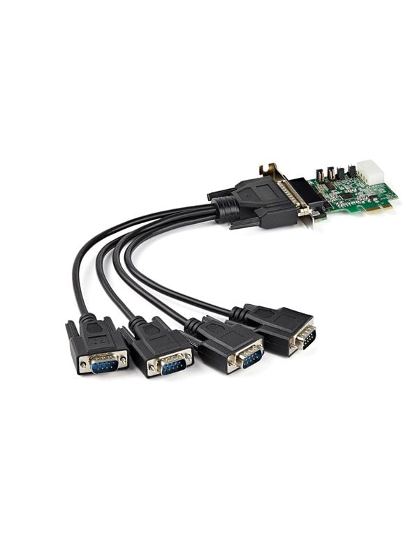 StarTech.com 4-port PCI Express RS232 Serial Adapter Card - PCIe RS232 Serial Host Controller Card - PCIe to Serial DB9 - 16950 UART - Low Profile