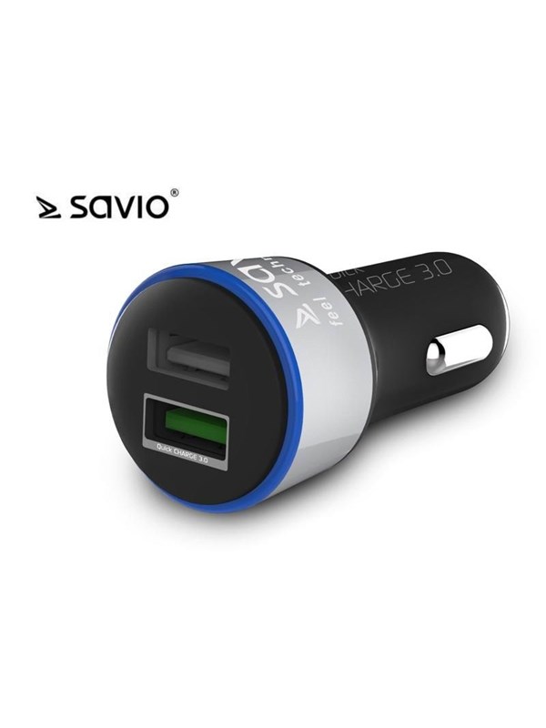 Biloplader Savio Quick Charge 3.0, 2x USB, 3,0 A