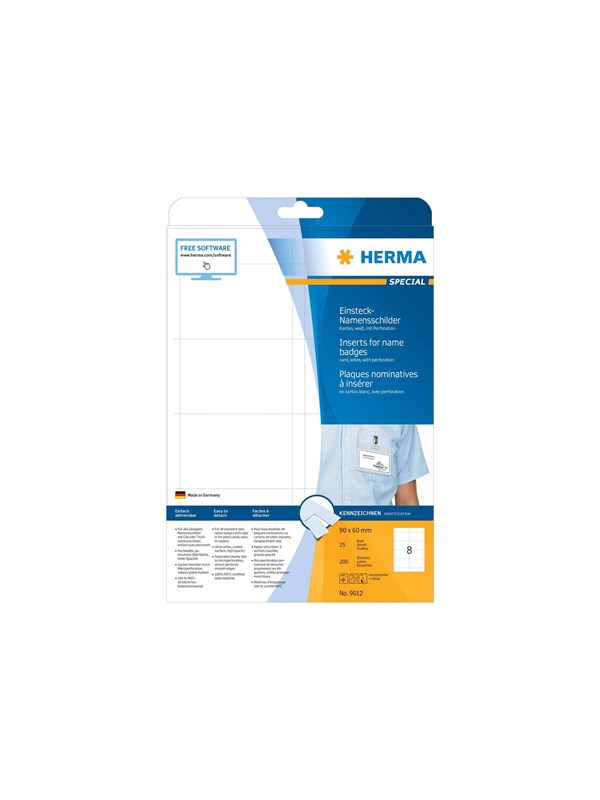 HERMA Special Etiketter for navneskilte 90 x 60 mm 200kort