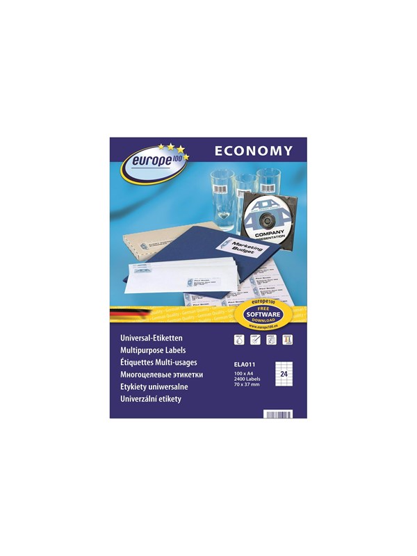 Avery Europe 100 universal etiket 70x37,1mm (2400)