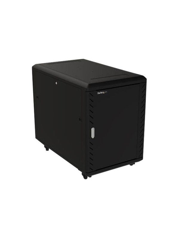 Startech 15U 19 Server Rack Cabinet, 4 Post Adjustable Depth (6-32) Locking Knock Down Network/Computer Equipment Enclosure, Mobile with Glass Door & Casters, HP ProLiant ThinkServer - 15U Knock Down Rack (RK1536BKF) - Rack kabinet - 4-pæl - gulvstående - sort - 15U - 19
