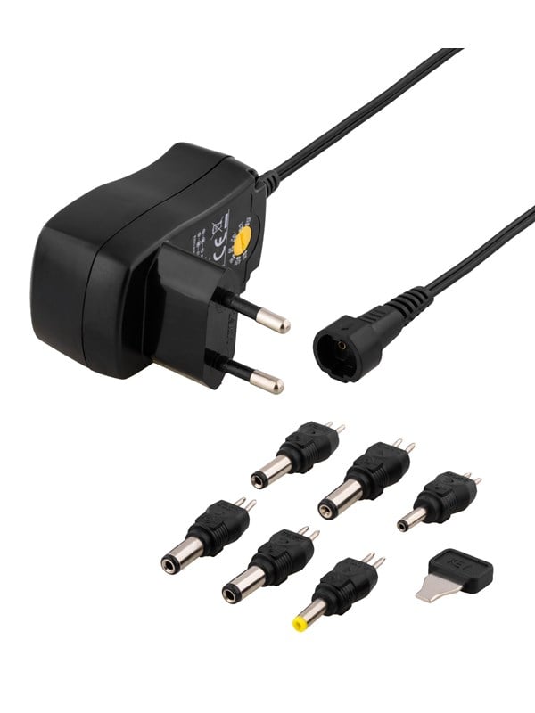 Deltaco AC Adapter 230V to 3-12 V DC 600mA 6 Interchangeable Connectors Deltaco AC Adapter 230V to 3-12 V DC 600mA 6 Interchangeable Connectors
