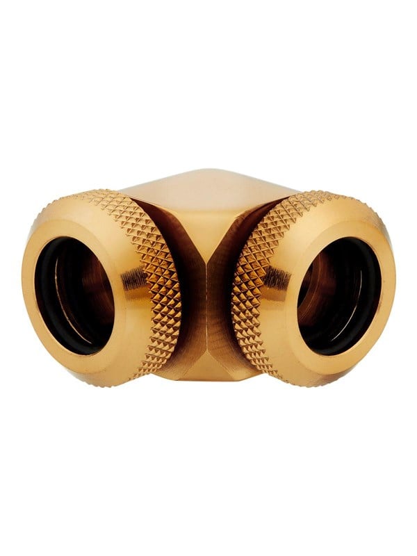 CORSAIR Hydro X Series XF Hardline 90° 12mm OD - Vinklet fitting til flydende kølesystem - guld (pakke med 2)