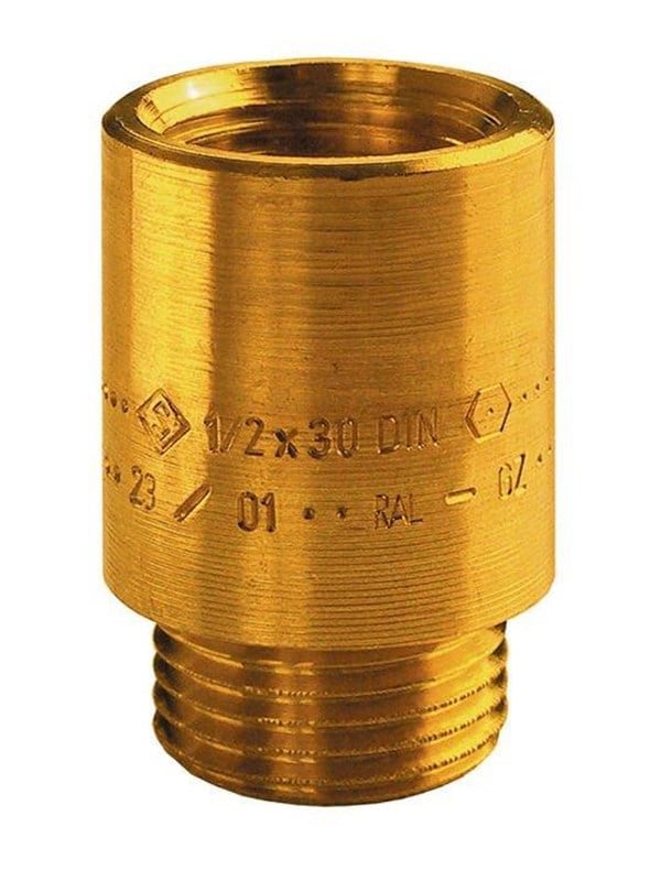 Unite haneforlænger 30 mm x 1/2" messing