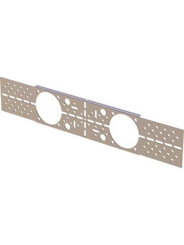 Ekstra bredt metal monteringsbeslag til Uponor koblingsdåser med skruehuller (D4 mm), c/c 150 m, højde 70 mm, bredde 360 mm,