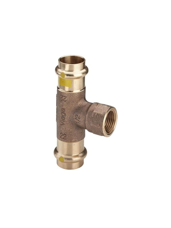 VIEGA Profipress gas tee 22mm x½ af rødgods, SC-Contur med indvendig gevind