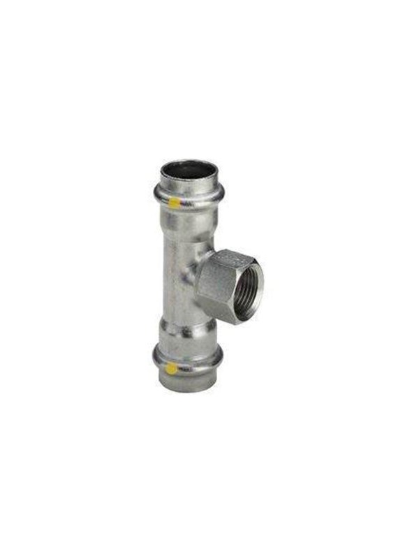 G1 Sanpress Inox, 22 x " x 22 mm t-stykke med overgang, presmuffe/muffe (Rp)/presmuffe - Viega
