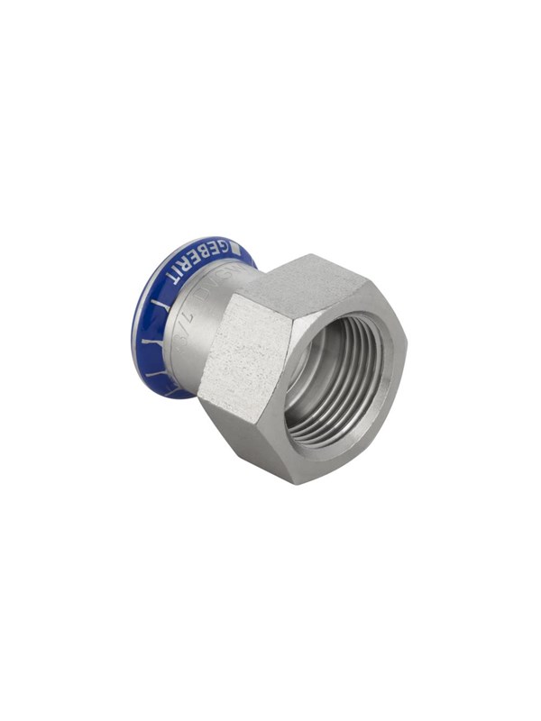 GEBERIT Mapress rustfri overgang med muffe 22 mm x 1/2''