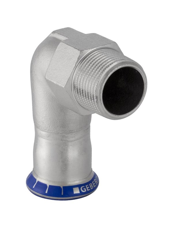 Geberit Mapress vinkel rustfri 22x3/4 muffe/nippel billede