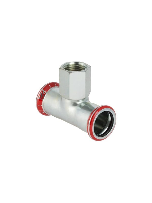 Geberit Mapress forzinket T-stykke med muffe til varmeanlæg 28 mm x 1/2" x 28 mm