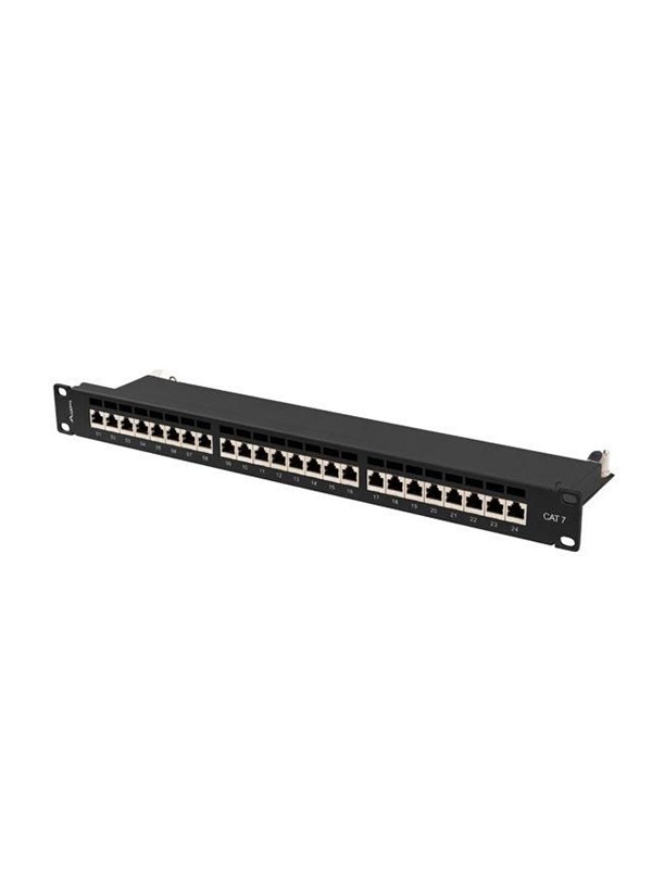 Lanberg Patch Panel 24-Port 1U 19" CAT.7 FTP with Cable Organizer Shielded Black