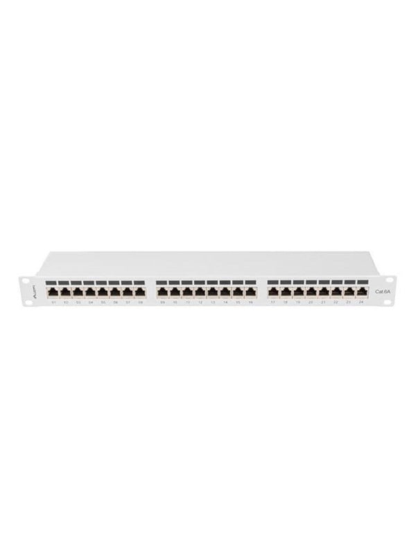Lanberg Patch Panel 24-Port 1U 19" CAT.6A FTP with Cable Organizer Shielded Grey