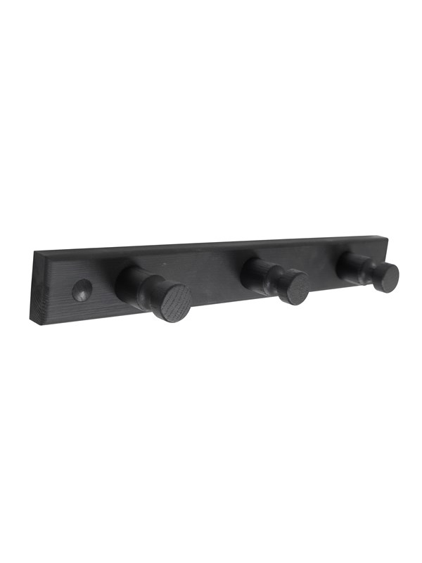 Home-it knagerække med 3 knage 30×4×7 cm fyrretræ sort