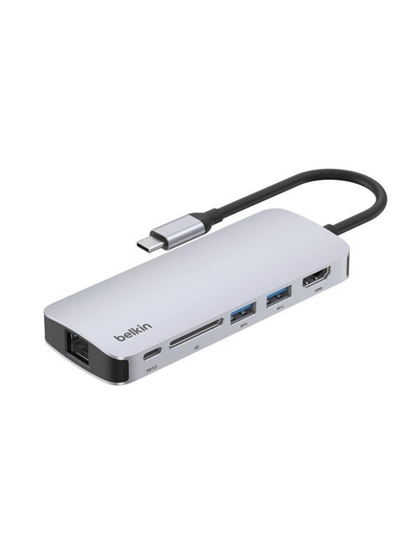 Belkin CONNECT USB-C 6-i-1 multiport adapter - dockingstation med HDMI og netværk
