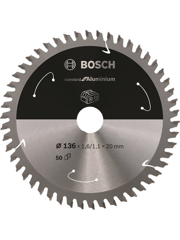 Bosch Standard for Aluminium-rundsavklinge til batteridrevne save 136x1,6/1,1x20 T50