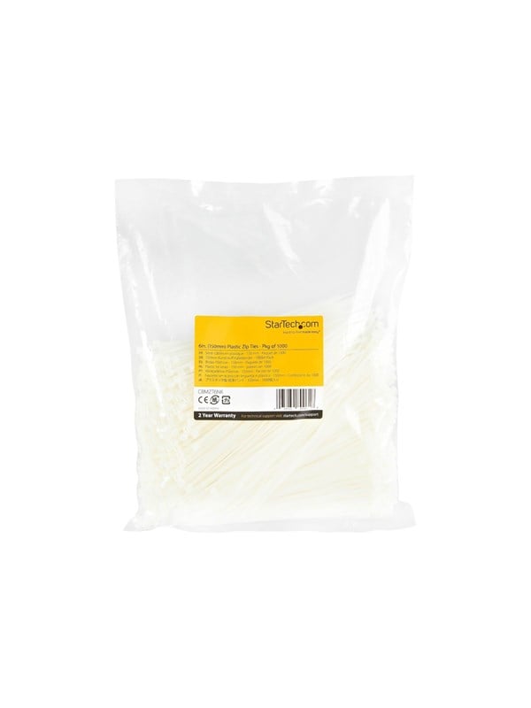 1000 PACK 6 CABLE TIES -WHITE NYLON ZIP TIE WRAPS UL TAA