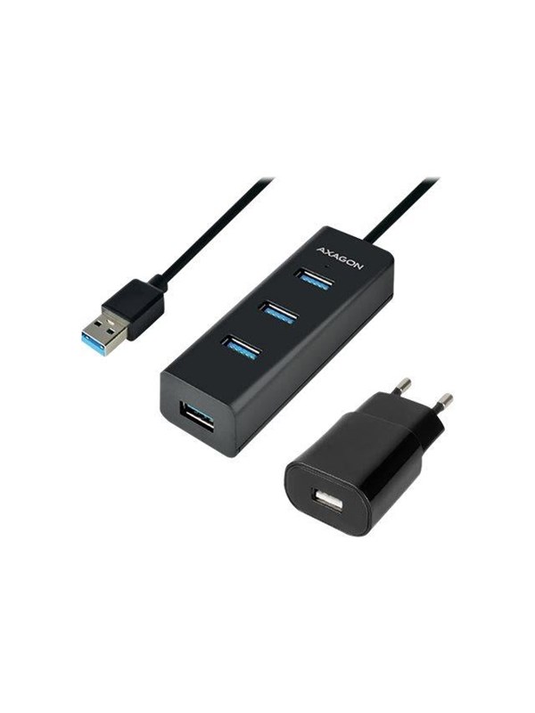 AXAGON HUE-S2BP - hub - 4 porte USB hub - USB 3.2 - 4 ports - Sort