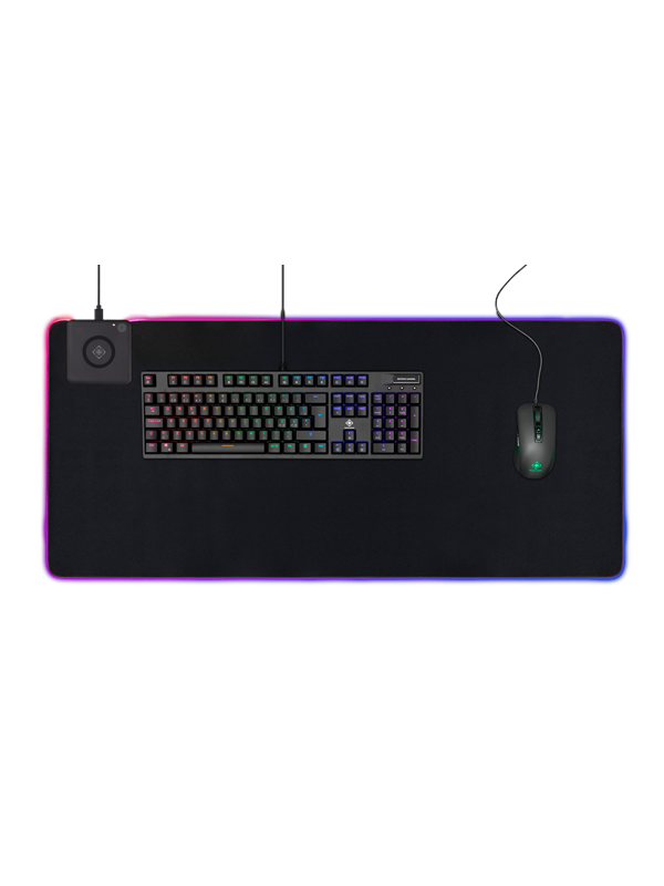 Deltaco GAMING XL RGB-Musemåtte med integreret Qi-Trådløs Opladning
