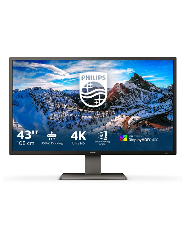 43" Philips 439P1/00 - 3840x2160 (4K) - 60Hz - VA - 15W USB-C - KVM switch billede