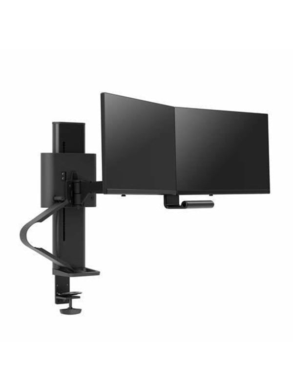Ergotron TRACE - Monteringssæt (håndtag, base, løftekolonne, forlængerarme, bue, 2 skydedrejetapper, 2-delt skrivebordsklemme) - Constant Force Technology - for 2 LCD displays - mat sort - skærmstørrelse: 21.5-27